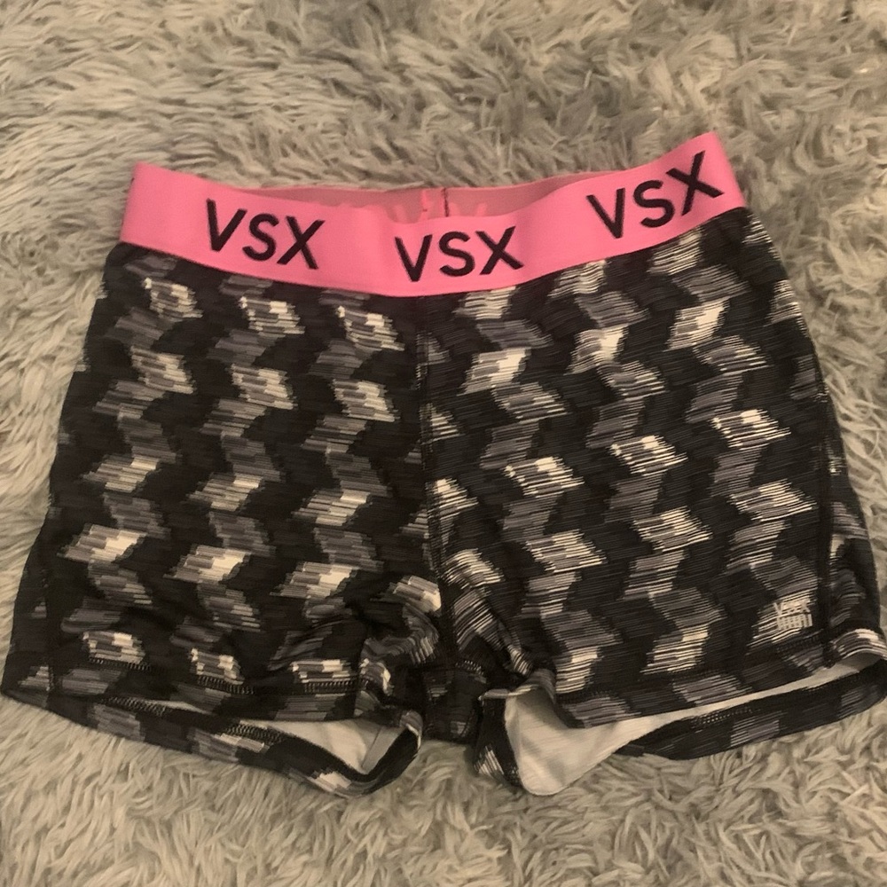 Victoria Secret Women's Black and Pink Patterned Shorts